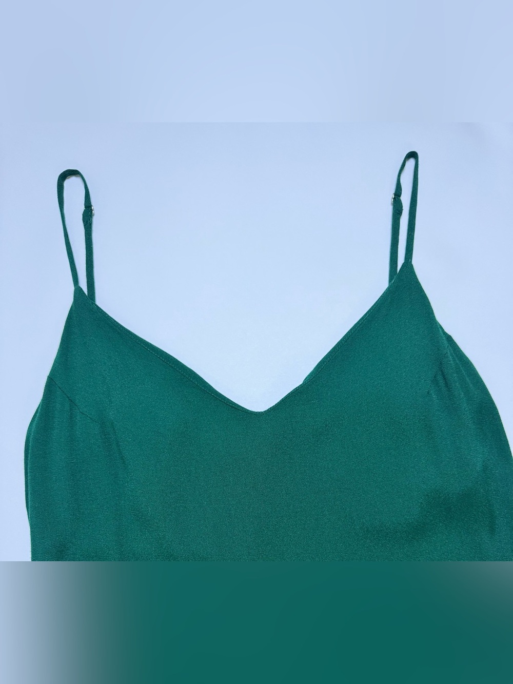 Reformation Emerald Green Crimini Dress Adjustable Spaghetti Straps Slit Size 8 - Picture 3 of 8